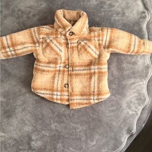 Carter's Cream & Tan Plaid Sherpa-Lined Shirt Jacket